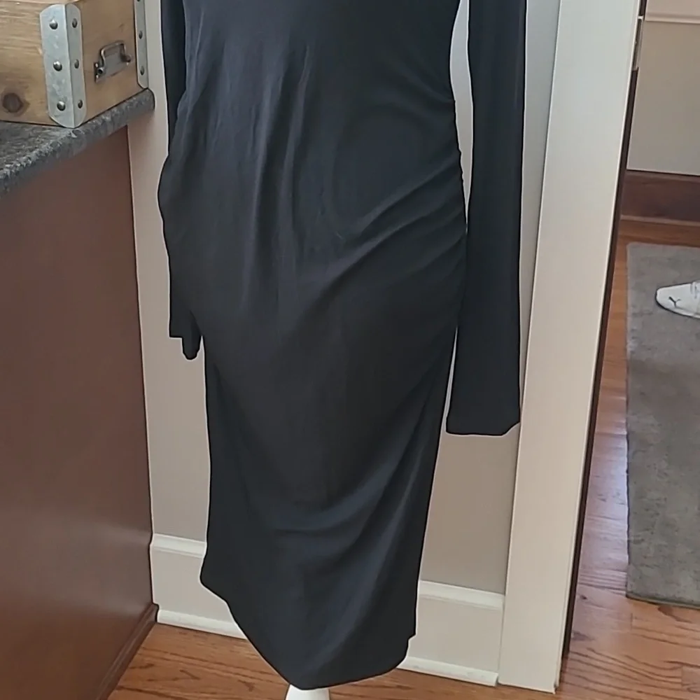 Maternity - Black Knit Cowl Neck Long Sleeve Dress - Size Large - Picture 2 of 8